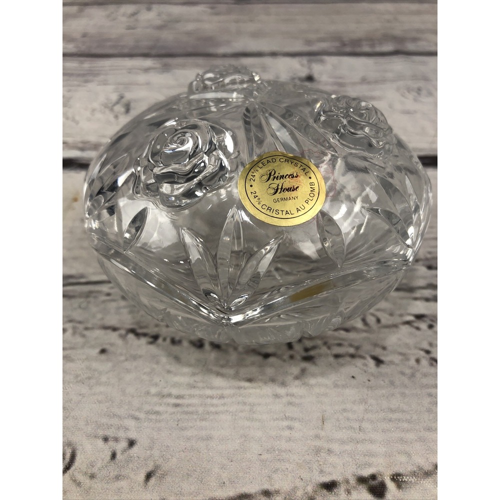 PRINCESS HOUSE LEAD CRYSTAL TRINKET BOX W/ LID # 835 2 Pc. NIB
